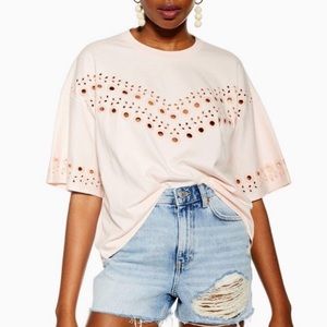 Topshop Broderie Boxy T-Shirt